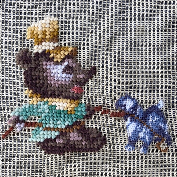 Teddy Bear PreWorked VTG NOS Dritz Luxury Needlepoint Madeira Portugal 8x8” - Picture 2 of 5